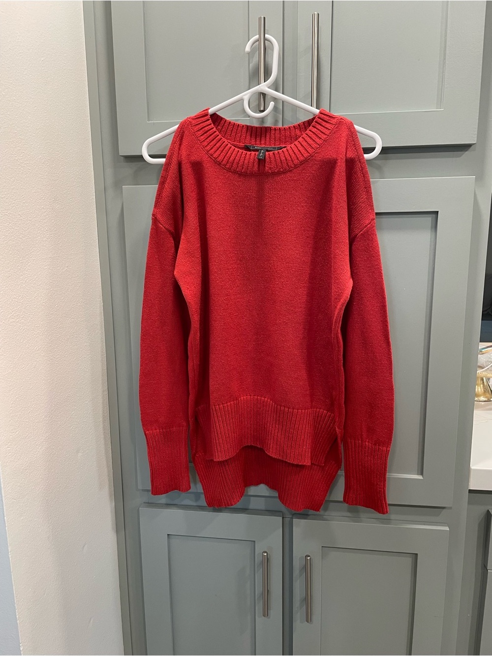 BCBGMaxAzria Red Crewneck Knit Sweater